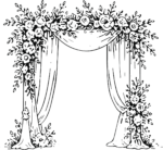 Wedding Arch SVG Floral Line Sketch Vector