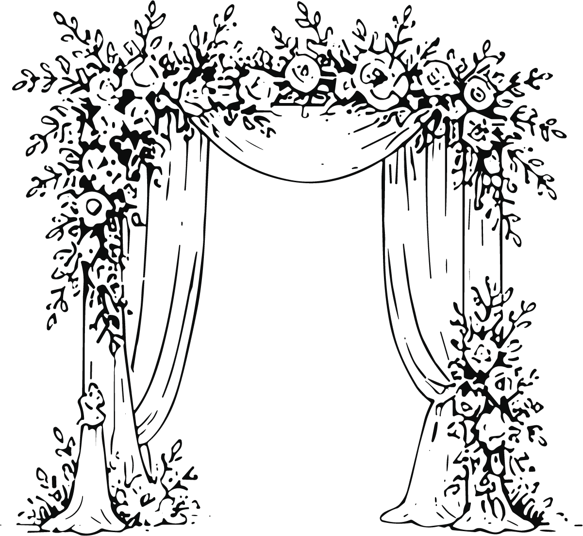 Wedding Arch SVG Floral Line Sketch Vector - Image 1