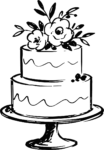 Wedding Cake SVG Floral Line Sketch Vector