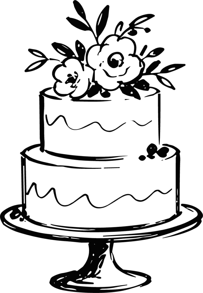 Wedding Cake SVG Floral Line Sketch Vector