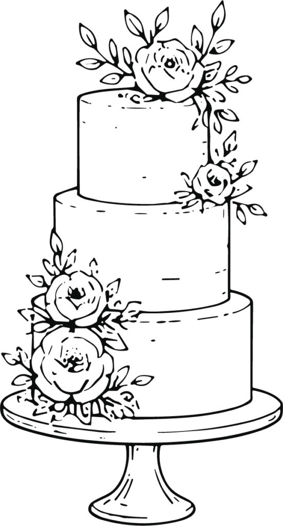 Wedding Cake SVG Floral Tiered Vector
