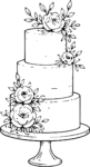 Wedding Cake SVG Floral Tiered Vector