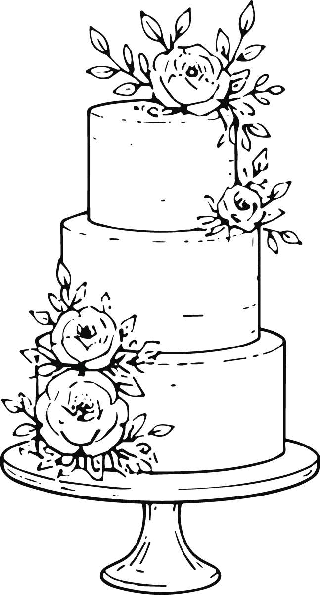 Wedding Cake SVG Floral Tiered Vector - Image 1