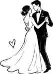 Wedding Couple Dancing SVG Elegant Black And White Vector