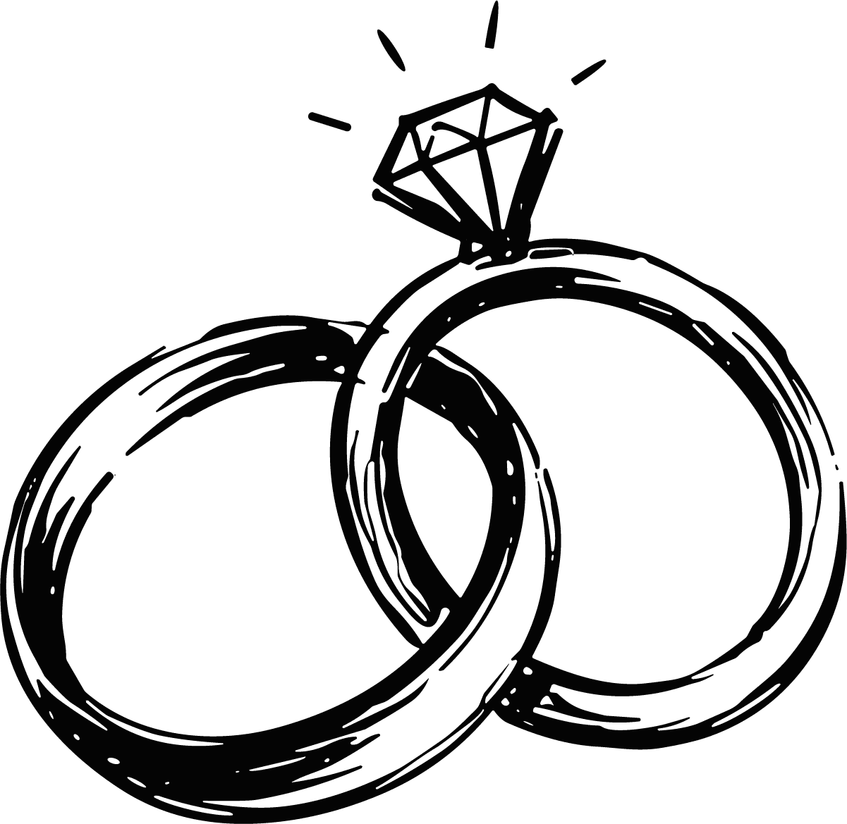 Wedding Rings SVG Sketchy Sparkle Vector - Image 1