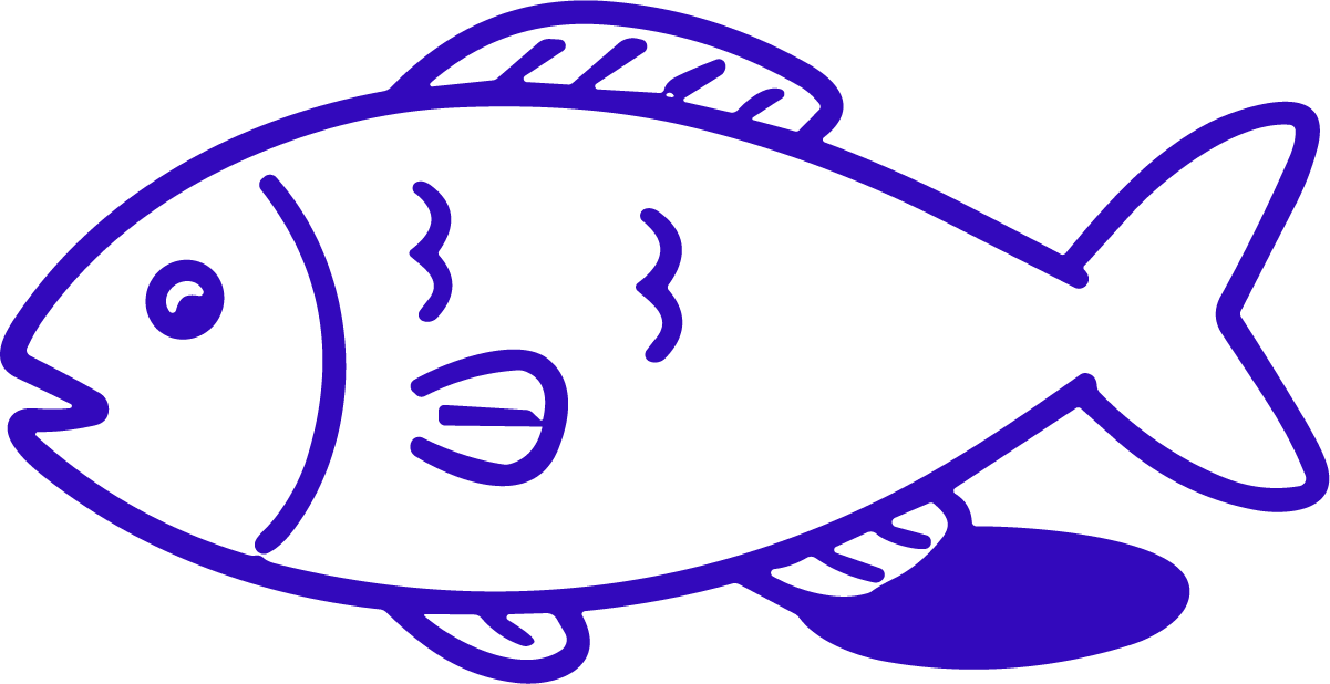 Winking Fish SVG Playful Blue Outline Vector - Image 1