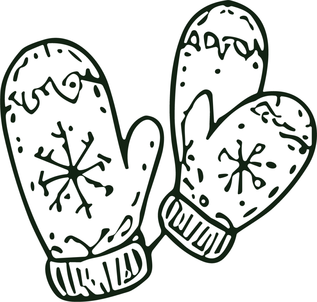 Winter Mittens SVG Snowy Sketch Vector