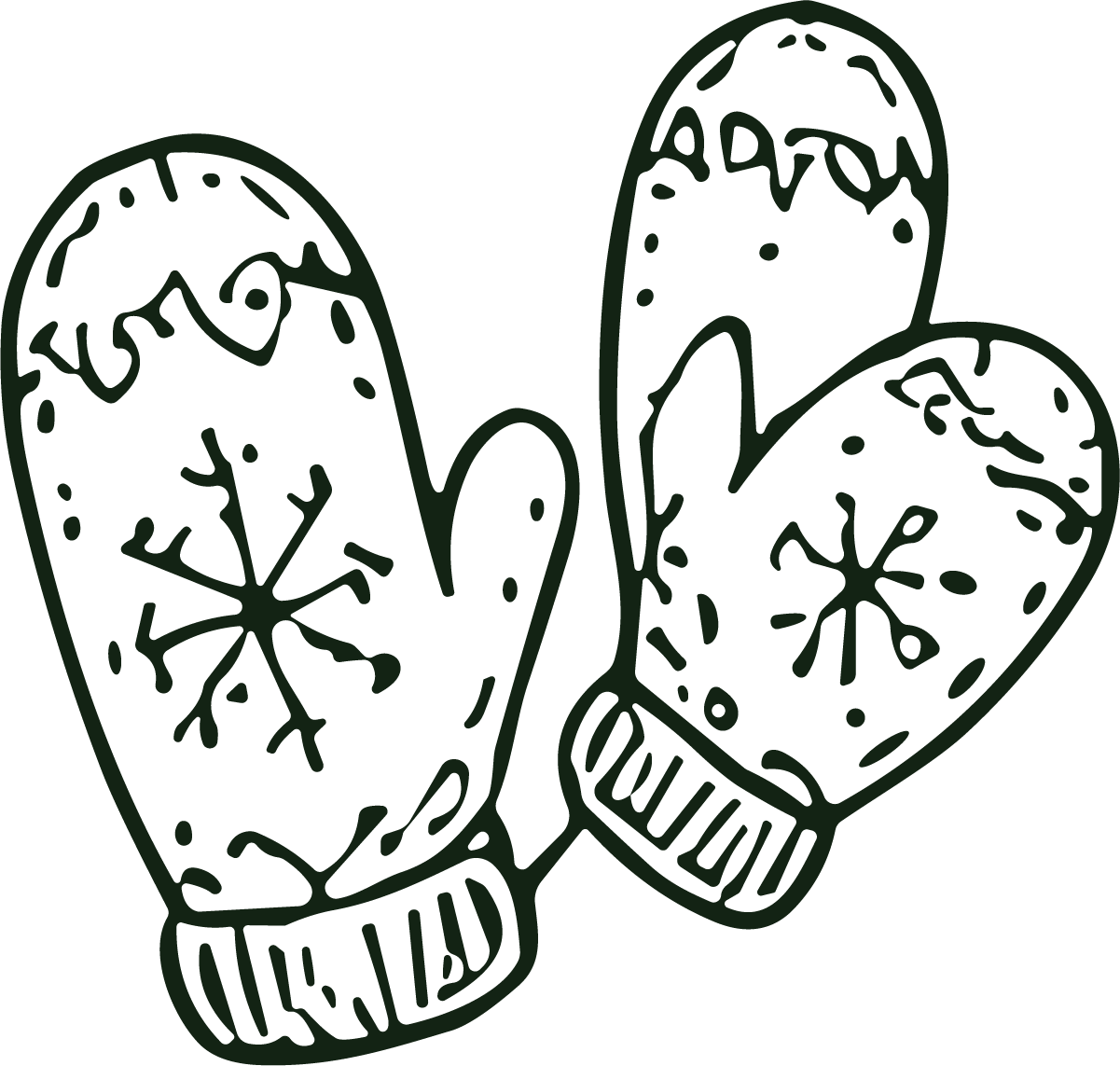 Winter Mittens SVG Snowy Sketch Vector - Image 1
