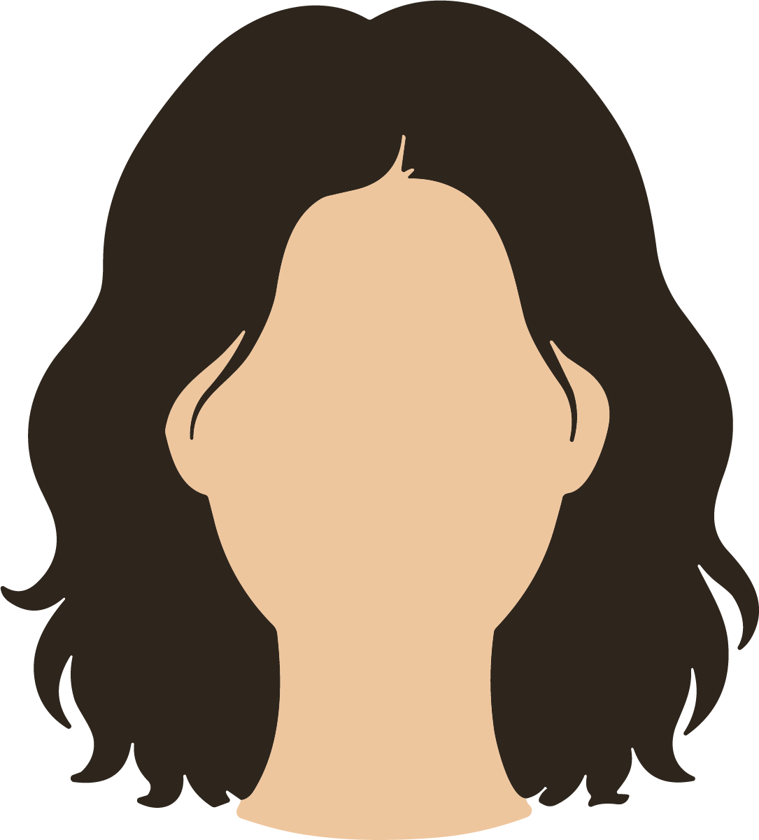 Woman Face SVG Flowing Brunette Vector - Image 1