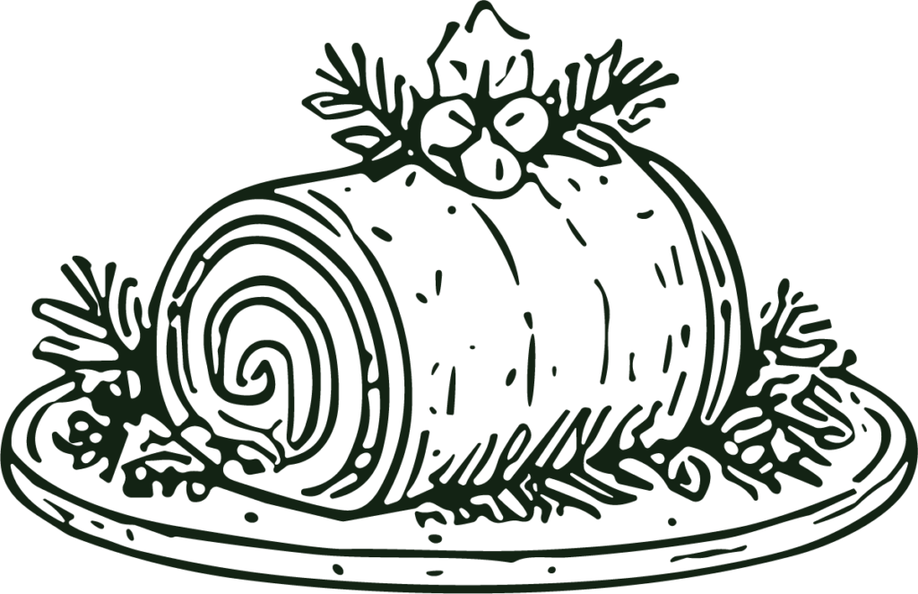 Yule Log Cake SVG Festive Sketch Vector