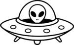 Alien Spaceship SVG Bold Outline Vector