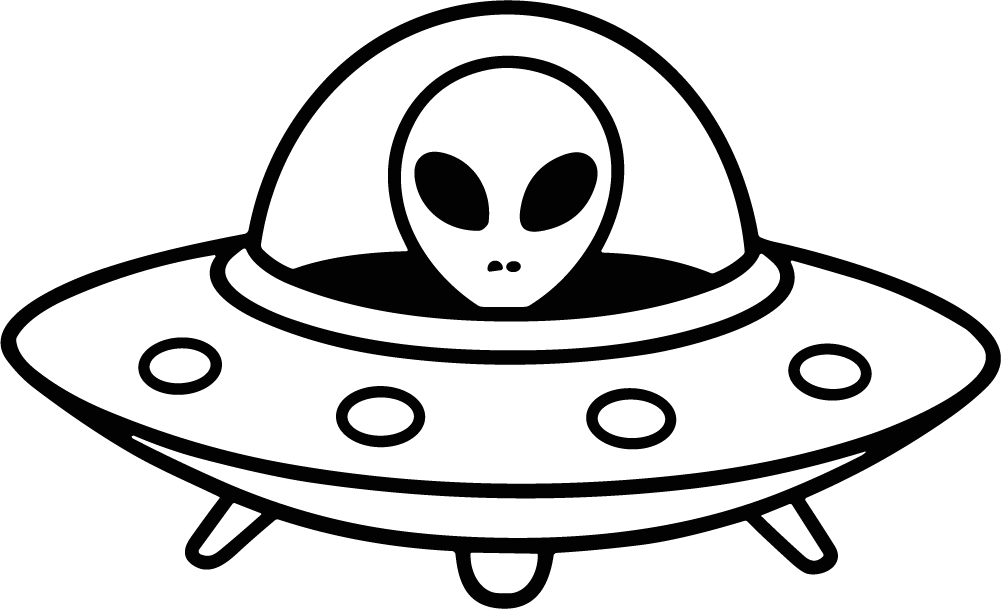 Alien Spaceship SVG Bold Outline Vector