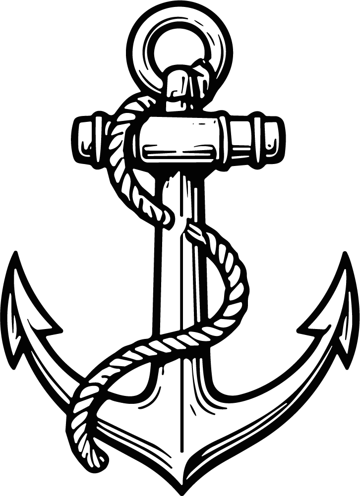 Anchor With Rope SVG Bold Nautical Vector