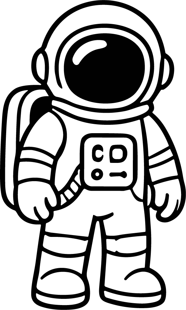 Astronaut Character SVG Bold Outline Vector