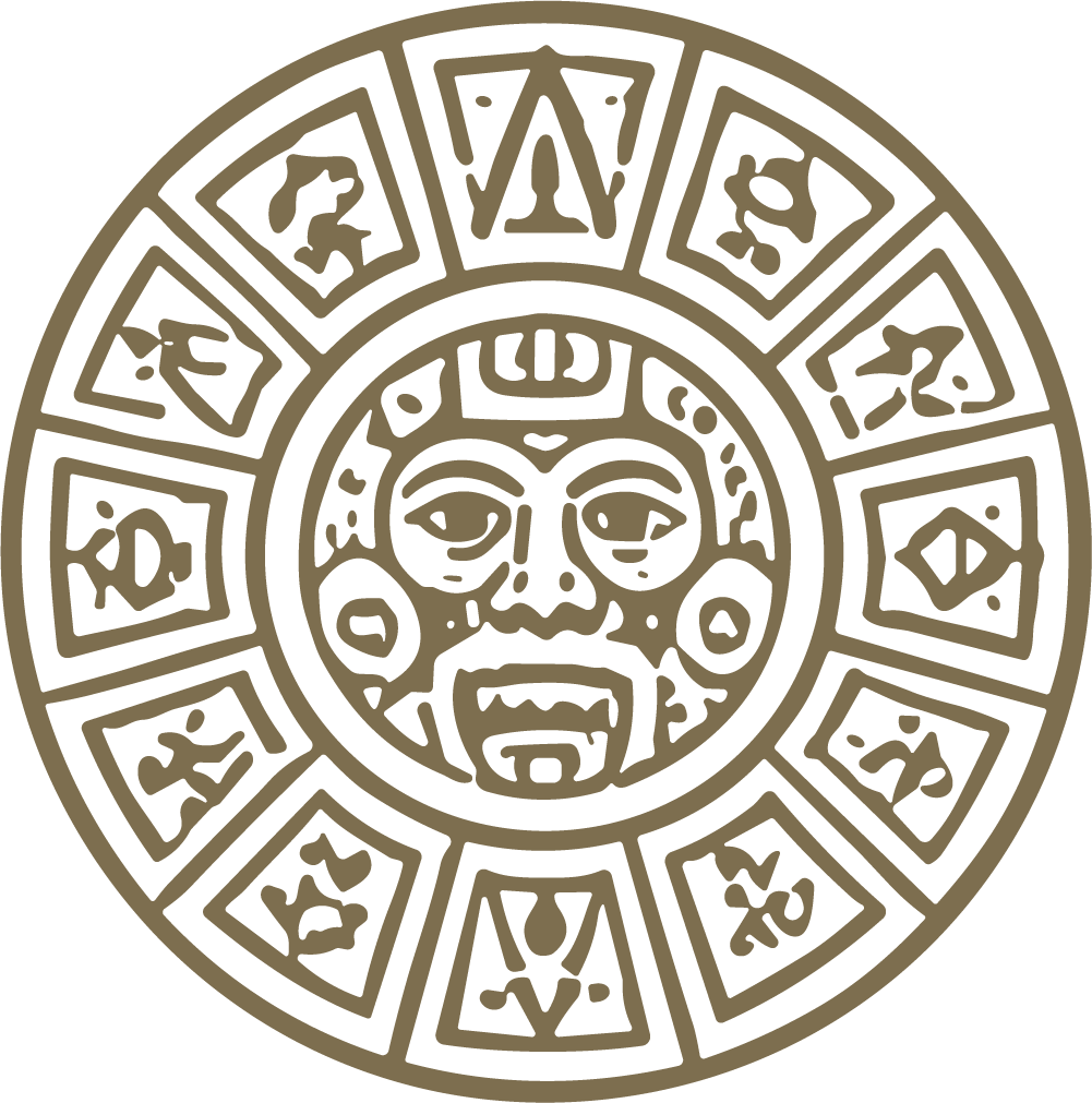 Aztec Calendar Wheel SVG Ancient Stone Carving Vector
