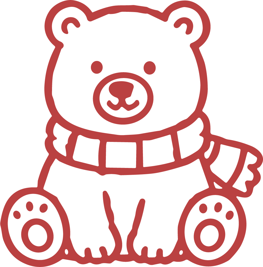 Bear With Scarf SVG Cozy Outline Vector
