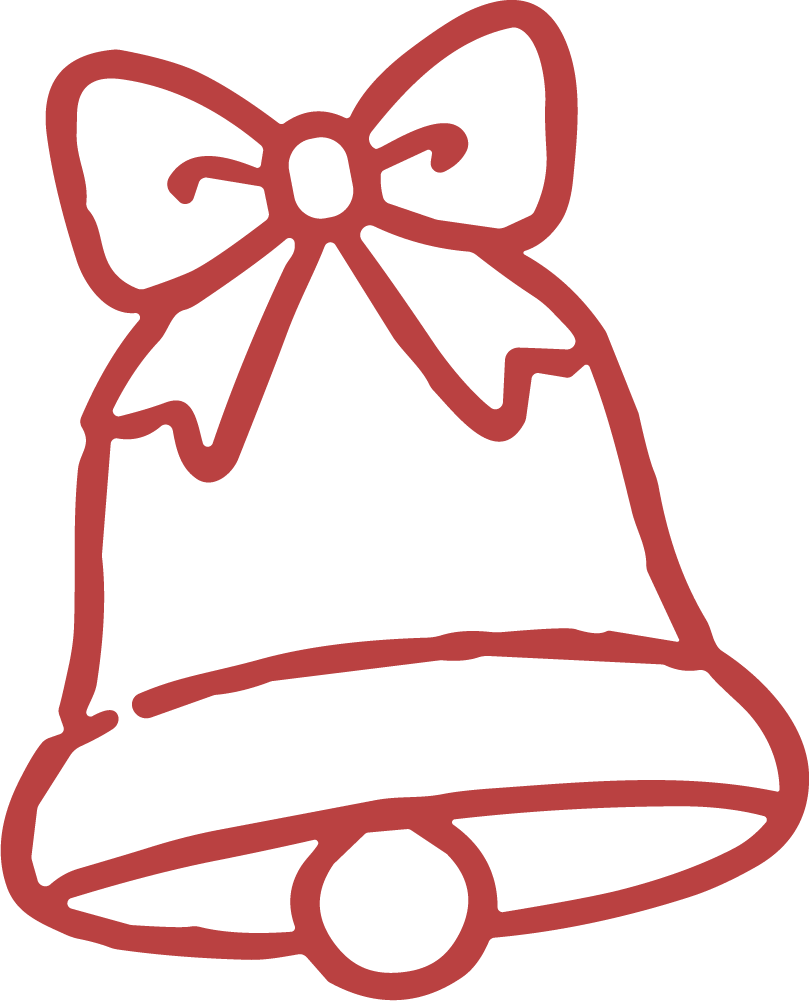 Bell With Bow SVG Festive Outline Vector