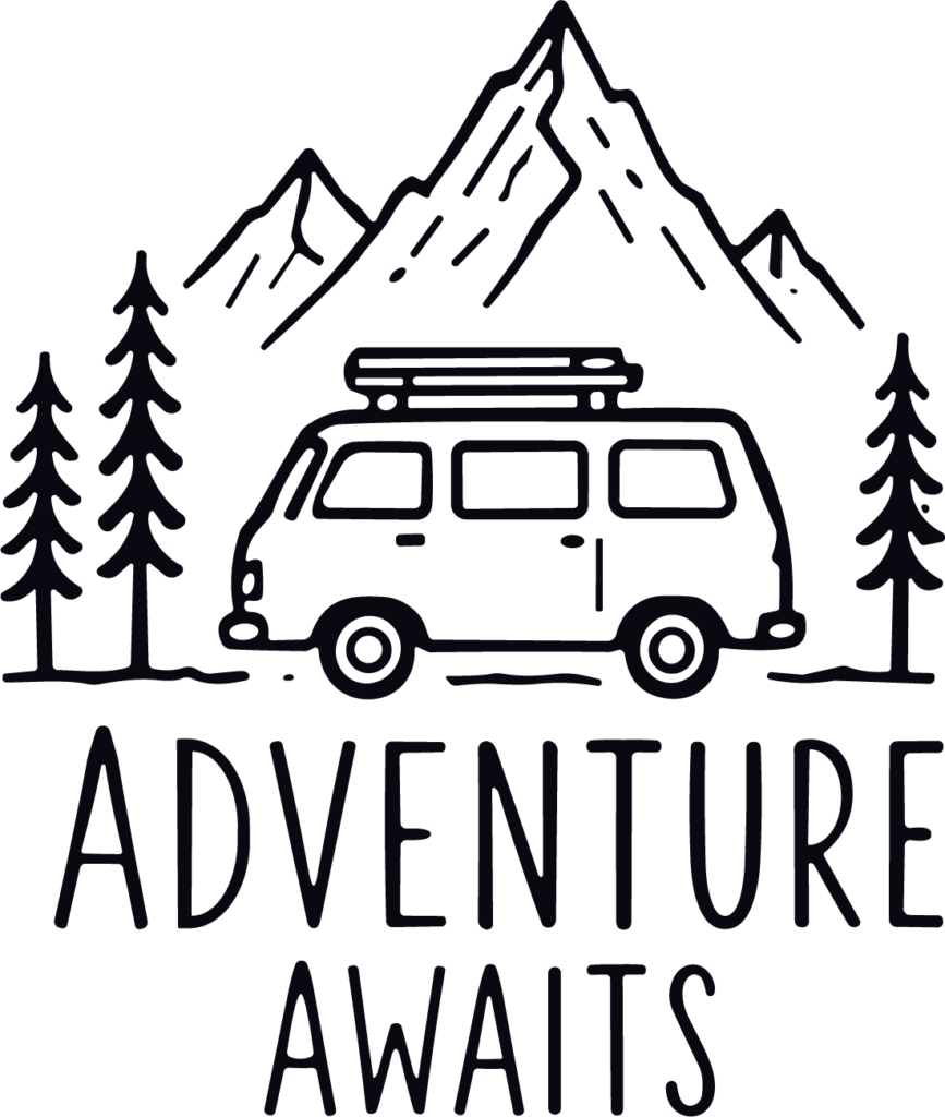 Camper Van Mountains SVG Rustic Roadtrip Vector