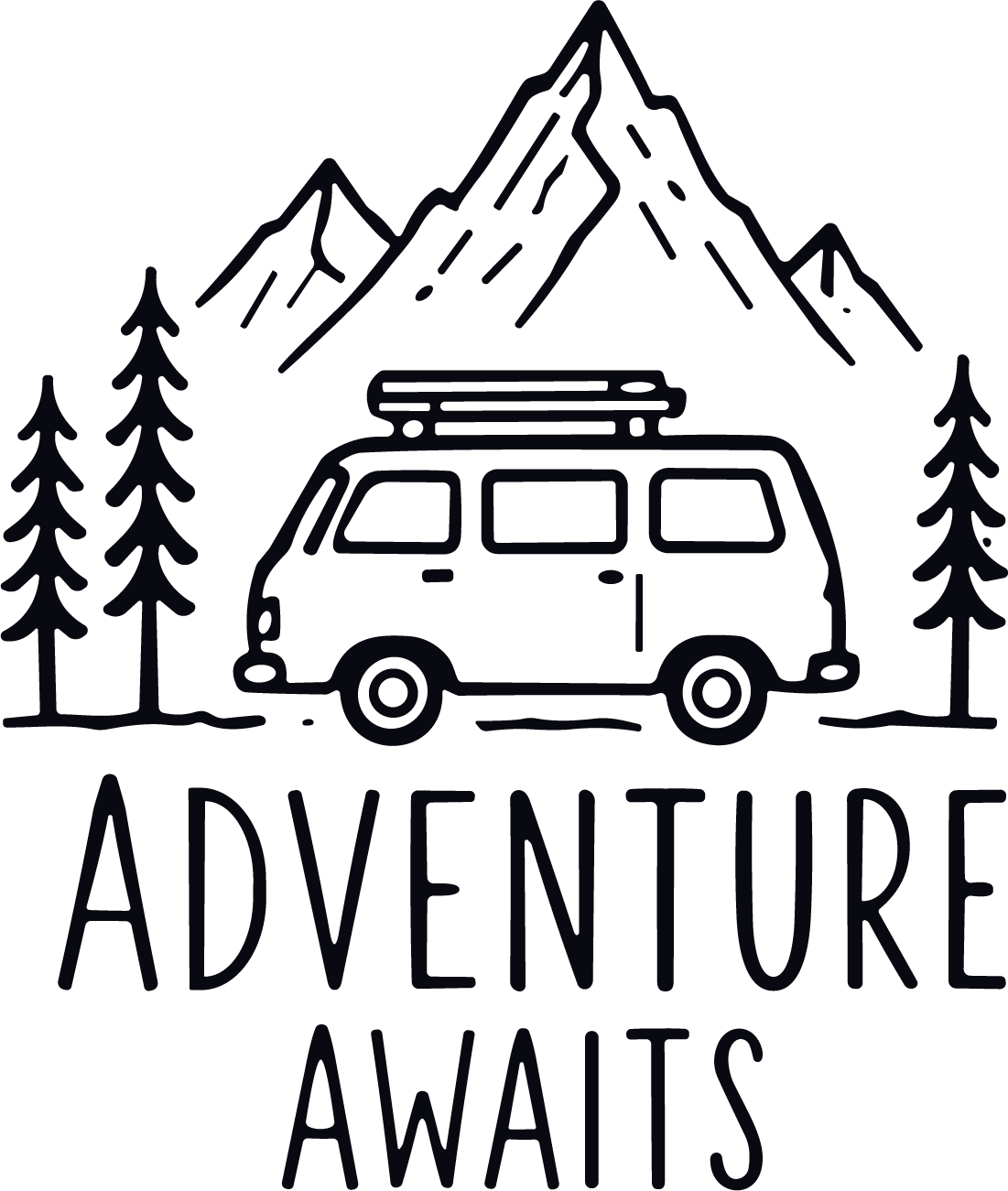 Camper Van Mountains SVG Rustic Roadtrip Vector - Image 1