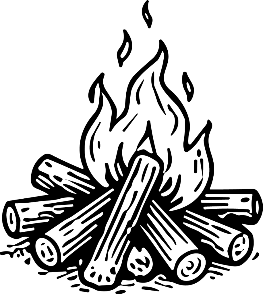 Campfire SVG Bold Black Lines Vector