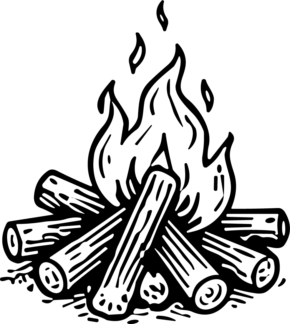 Campfire SVG Bold Black Lines Vector - Image 1