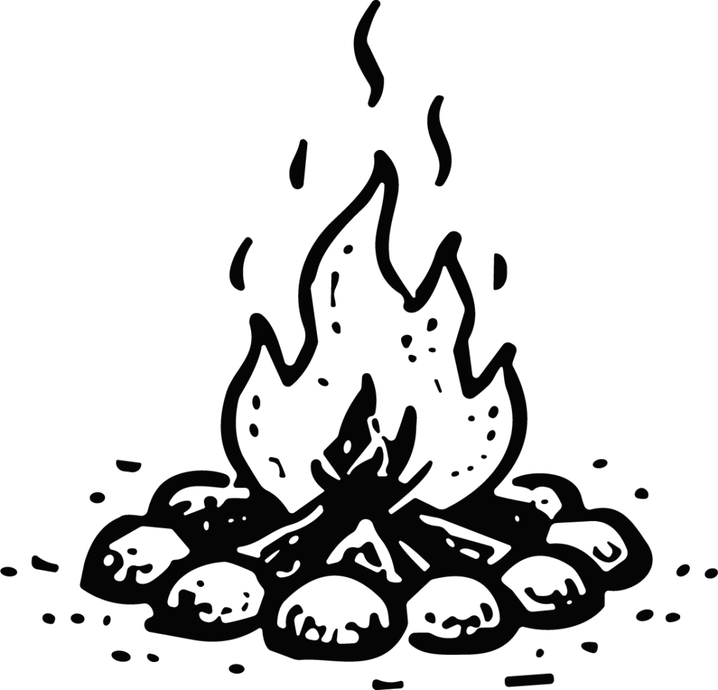Campfire SVG Bold Black Outline Vector