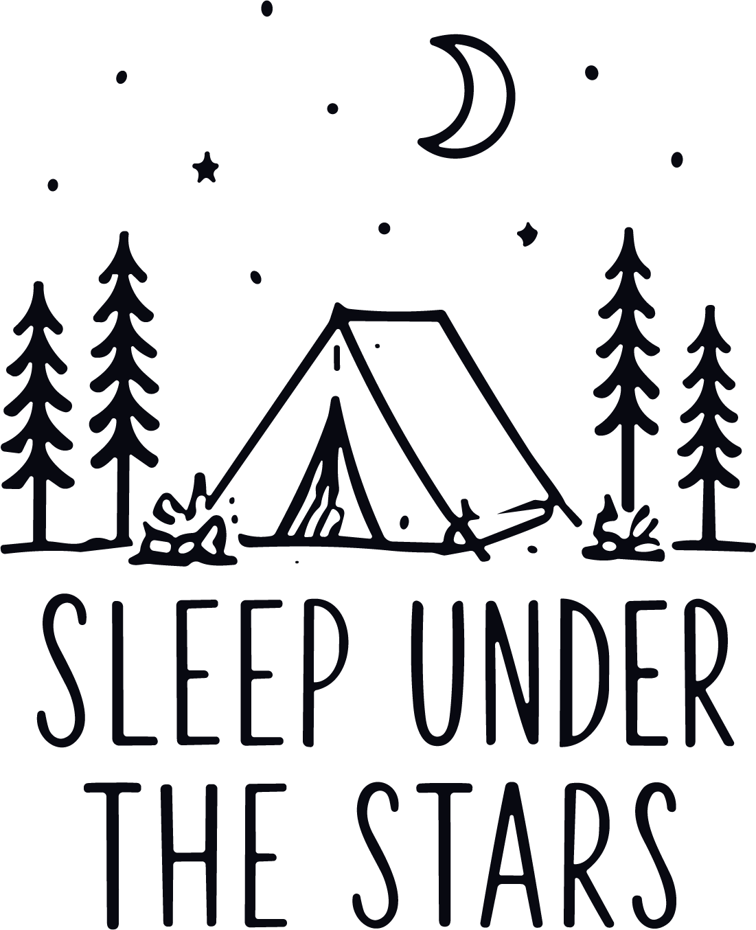 Camping Scene SVG Starry Night Vector - Image 1