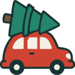 Car With Christmas Tree SVG Festive Delivery Vector