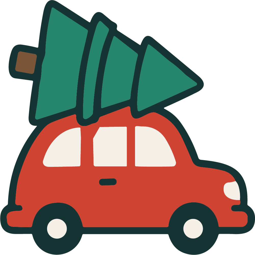 Car With Christmas Tree SVG Festive Delivery Vector