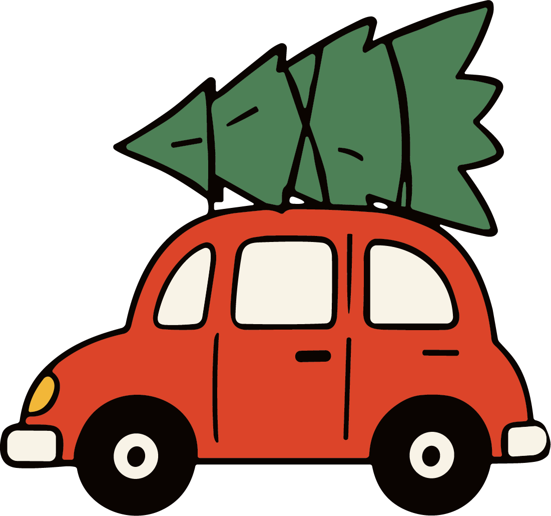Car with Christmas Tree SVG Festive Holiday Ride Vector - Image 1