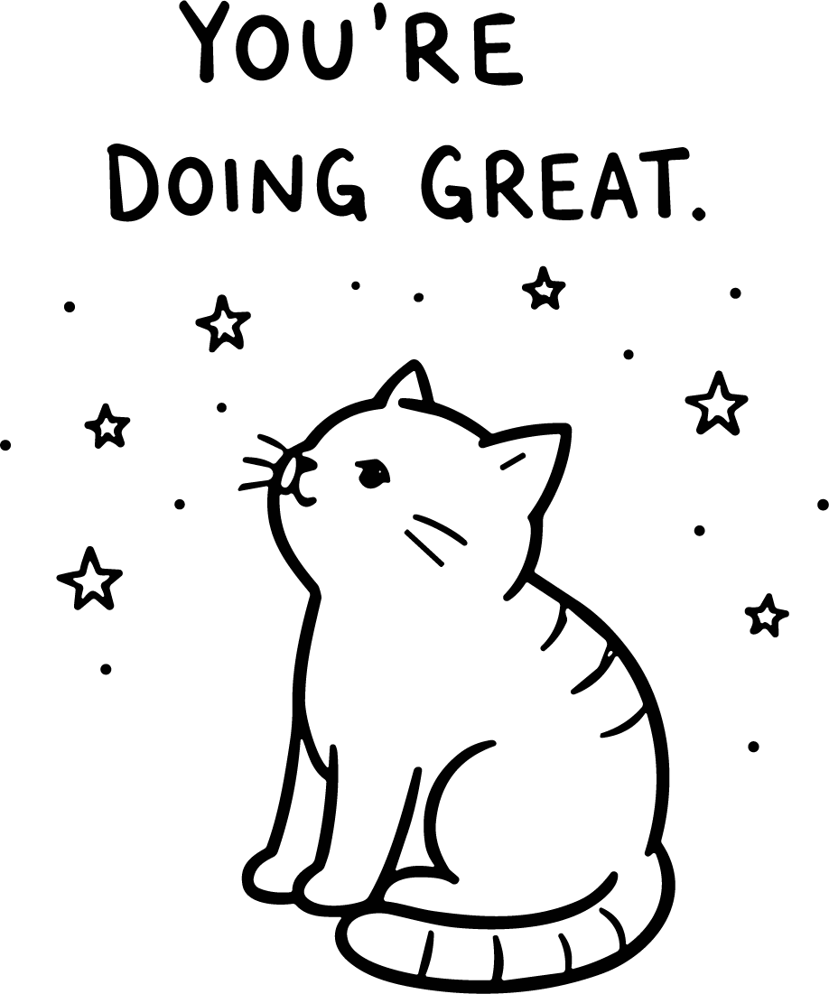 Cat Looking Up SVG Encouraging Line Art Vector - Image 1
