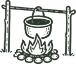 Cauldron Over Campfire SVG Rustic Outdoor Vector
