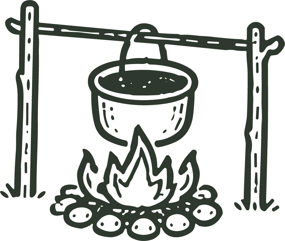 Cauldron Over Campfire SVG Rustic Outdoor Vector