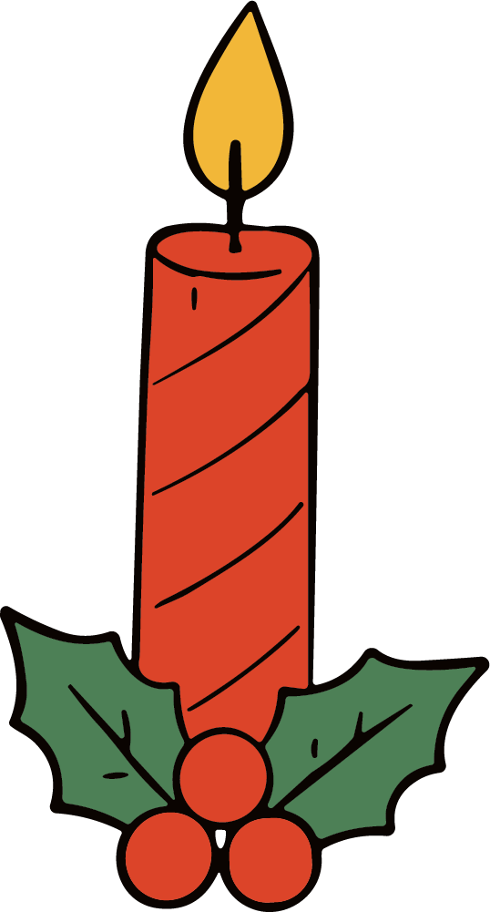 Christmas Candle SVG Festive Holly Vector