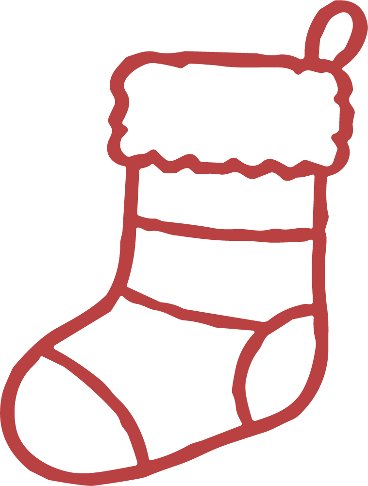 Christmas Stocking SVG Hand-Sketched Outline Vector