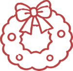 Christmas Wreath SVG Ribbon Bow Outline Vector