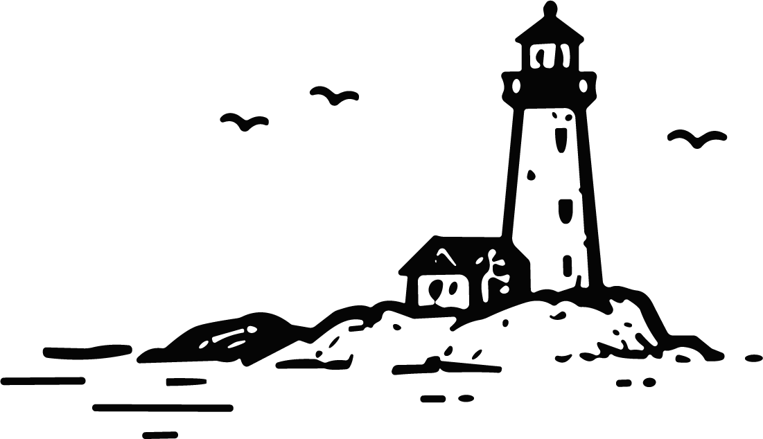Coastal Lighthouse SVG Rocky Shoreline Vector - Image 1