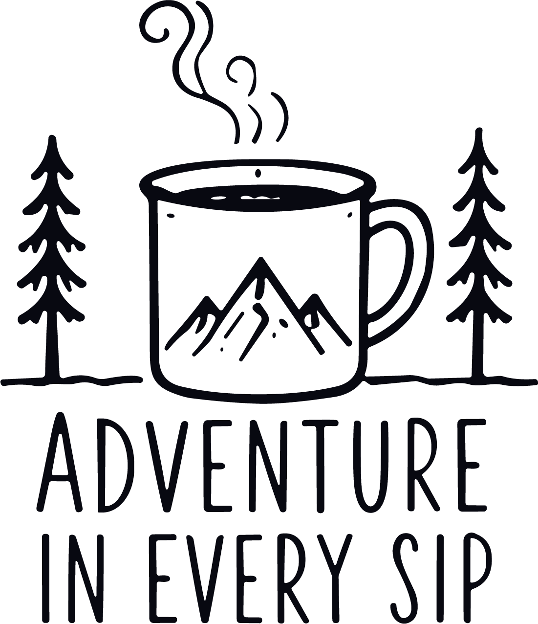 Coffee Mug Mountain SVG Rustic Outdoor Vector - Image 1