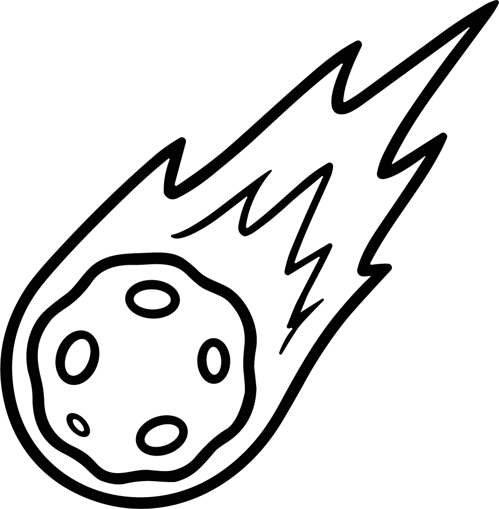 Comet Asteroid SVG Bold Outline Vector