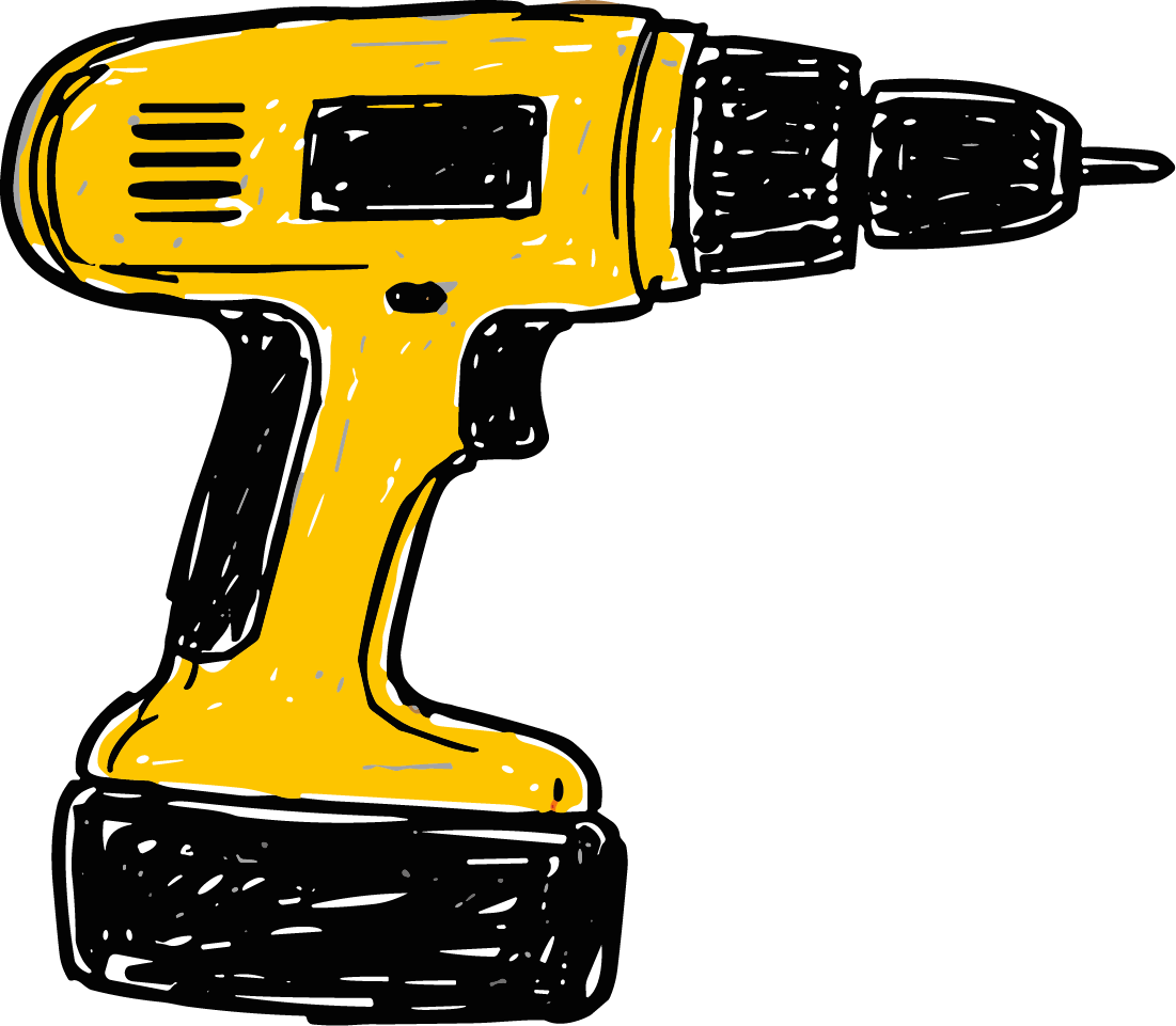 Cordless Drill SVG Sketchy Yellow Vector - Image 1