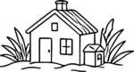 Cottage House SVG Rustic Outline Vector