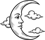 Crescent Moon Face SVG Dreamy Night Sky Vector