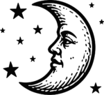 Crescent Moon Face SVG Vintage Celestial Vector