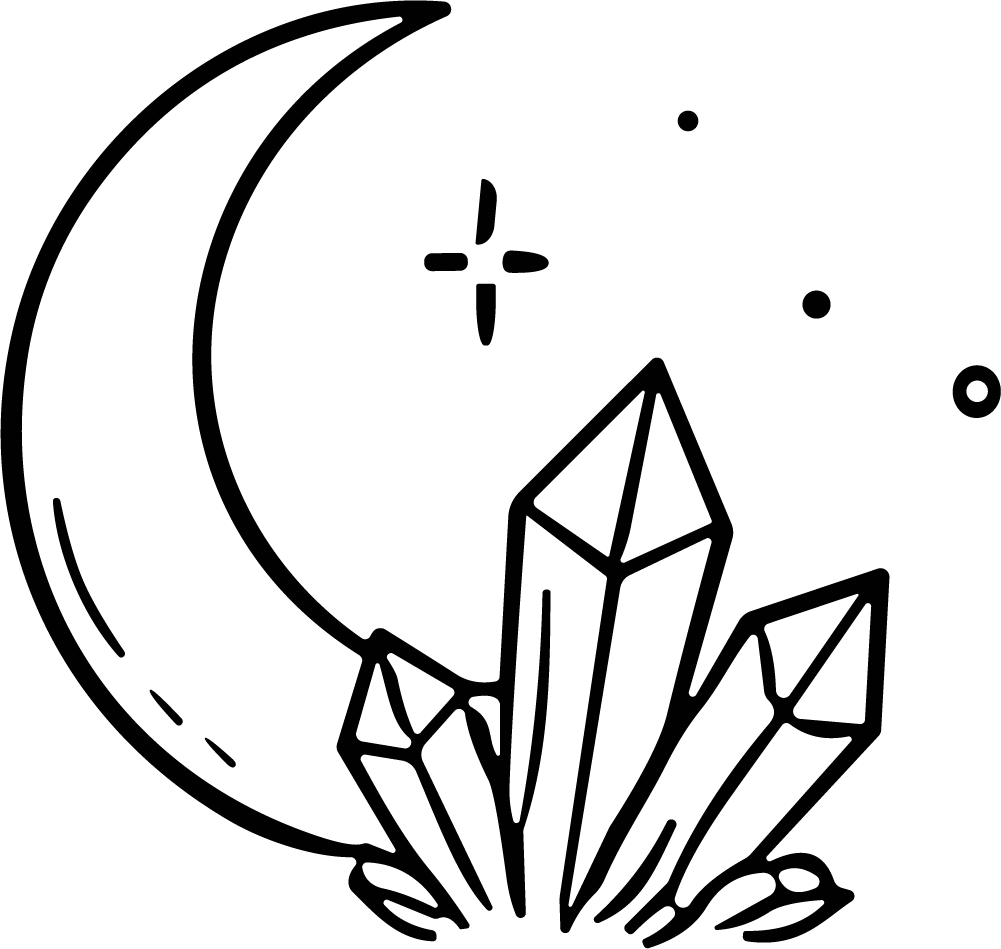 Crystal Moon SVG Mystical Line Vector