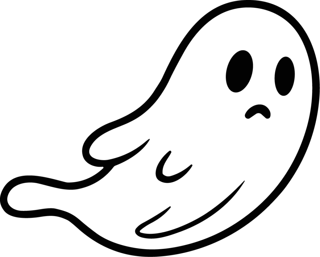 Cute Ghost SVG Whimsical Outline Vector