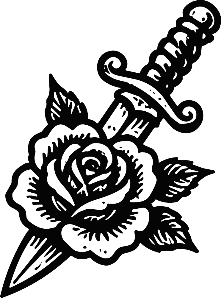 Dagger And Rose SVG Bold Traditional Tattoo Vector