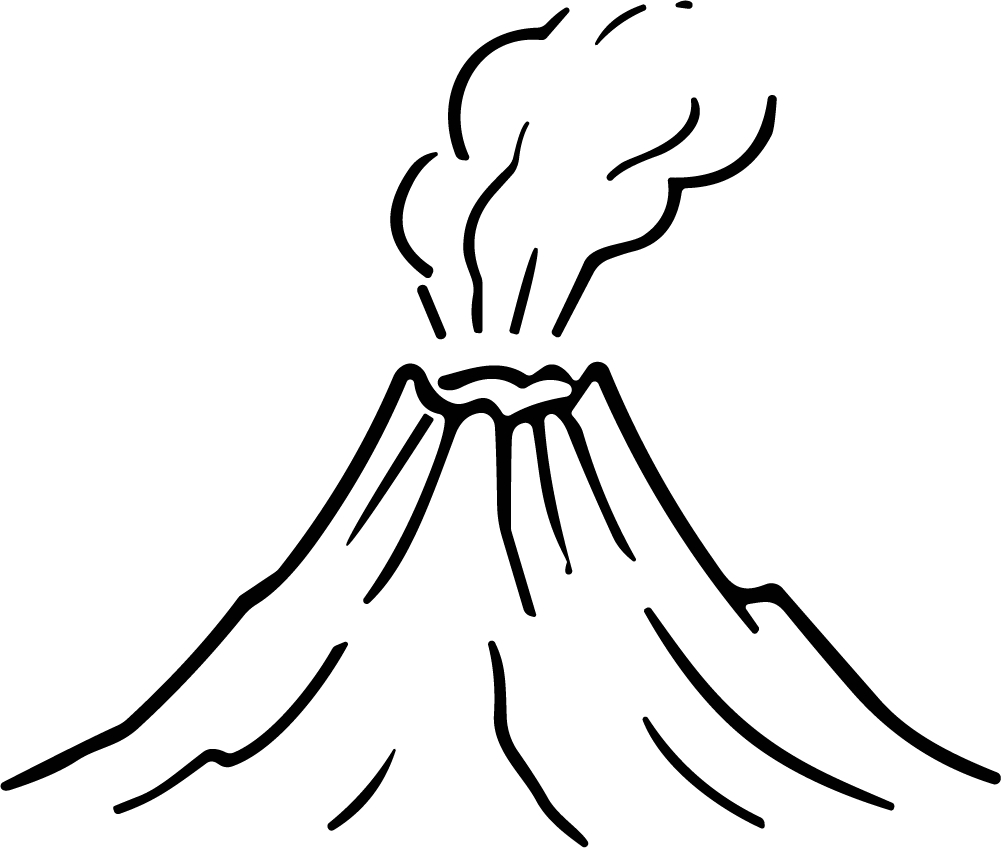 Erupting Volcano SVG Bold Outline Vector