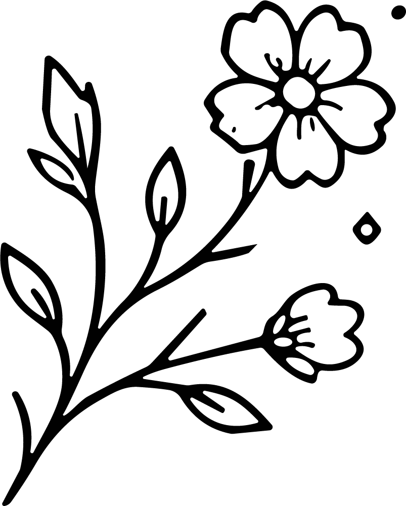 Flower Branch SVG Delicate Outline Vector