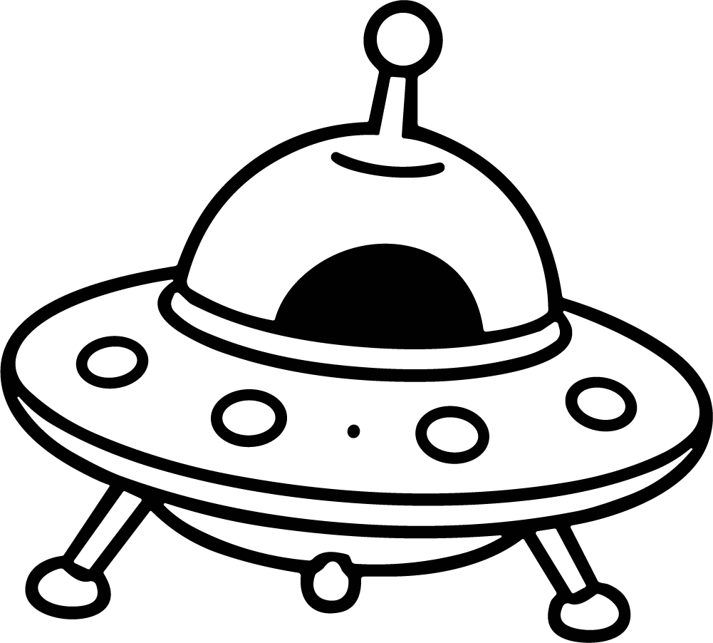 Flying Saucer SVG Bold Outline Vector
