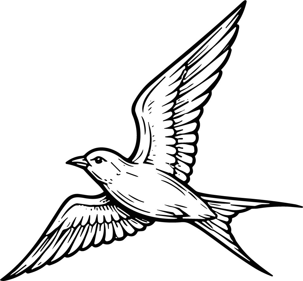 Flying Swallow SVG Bold Outline Vector